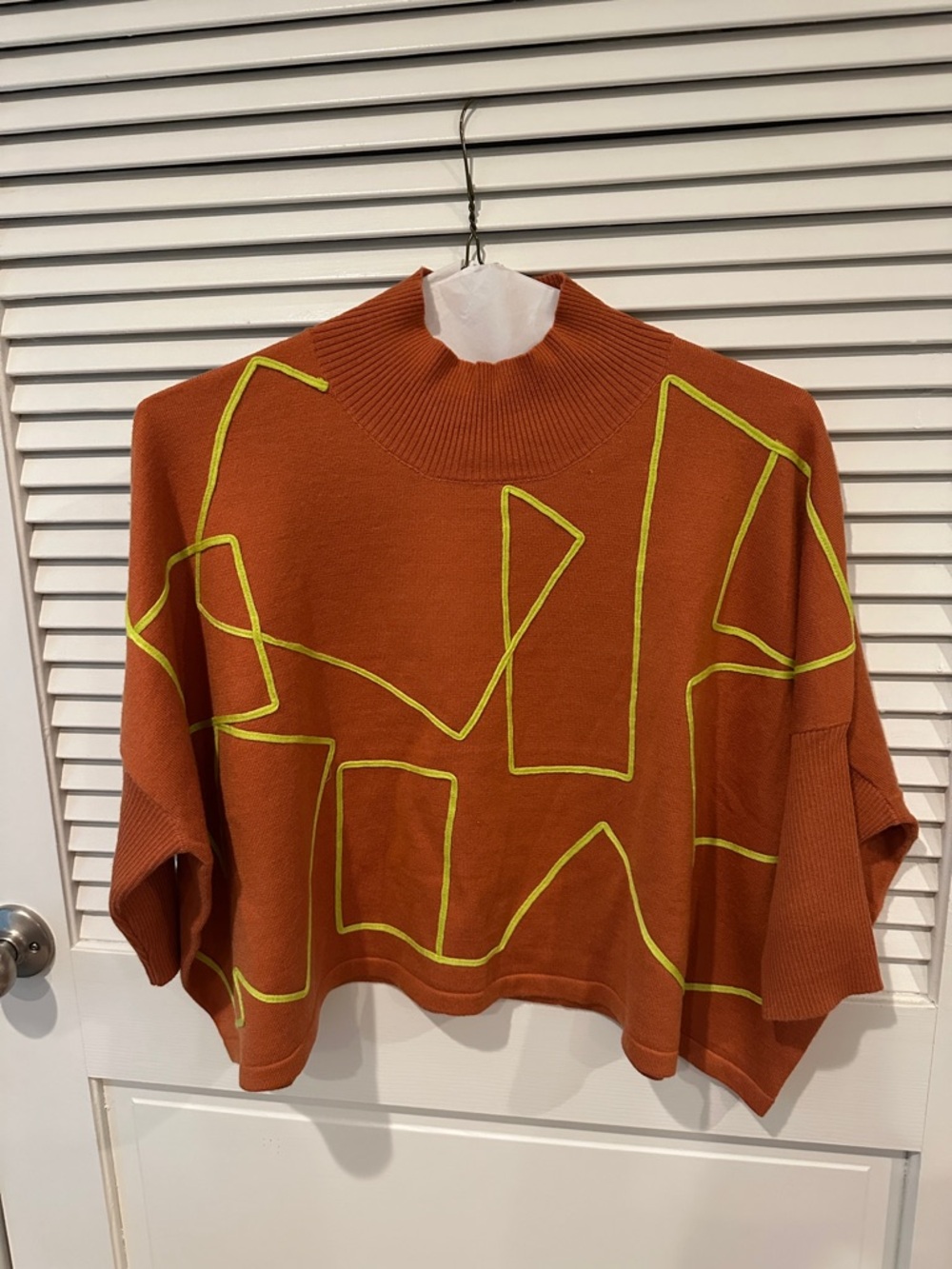 Cropped Rust Orange Kerisma Sweater with Chartreuse Trim NWOT